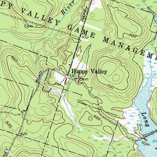Topographic Map of Happy Valley Cemetery, NY