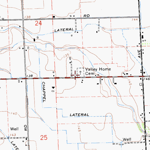 Topographic Map of Valley Home Memorial Park, CA