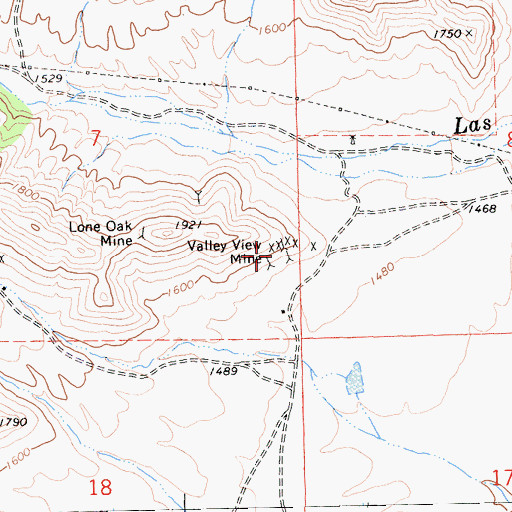 Topographic Map of Valley View Mine, CA