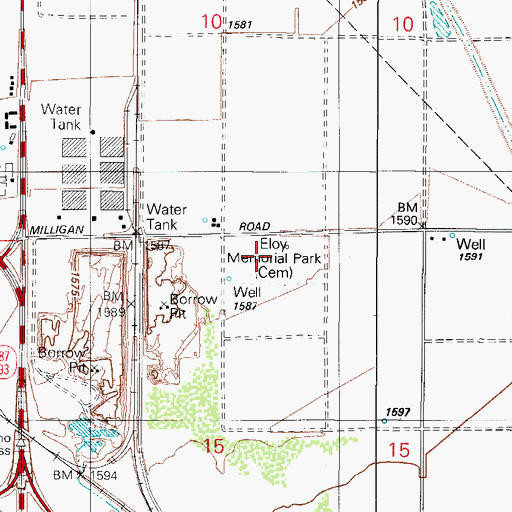 Topographic Map of Eloy Memorial Park, AZ
