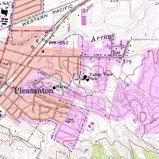 Topographic Map of Valley View Elementary School, CA
