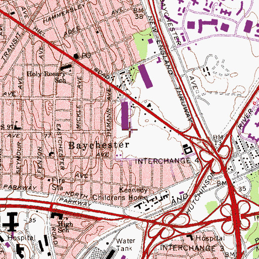 Topographic Map of Burns Playground, NY