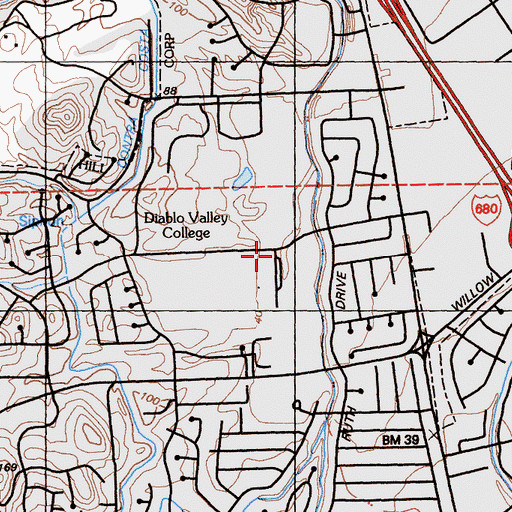 Topographic Map of Valley View School, CA
