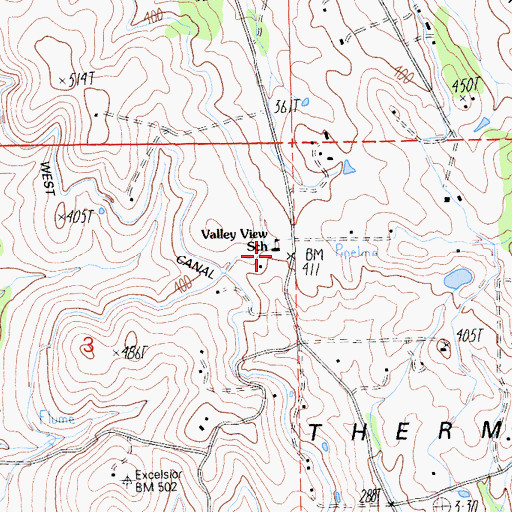 Topographic Map of Valley View School, CA