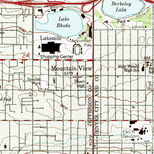 Topographic Map of Mountain View Police Department, CO