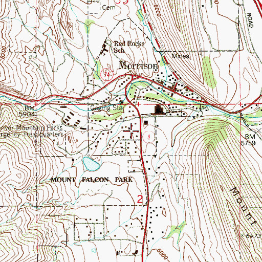 Topographic Map of Morrison Police Department, CO