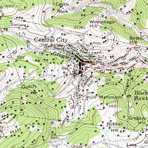 Topographic Map of Gilpin County Sheriff's Office - Central City Substation, CO