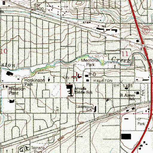 Topographic Map of Arvada Police Department, CO