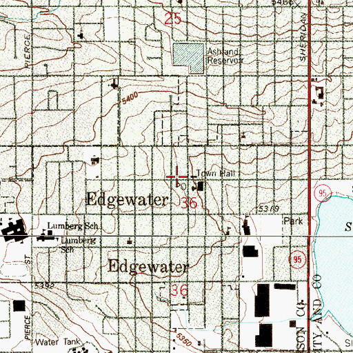 Topographic Map of Edgewater Police Department, CO