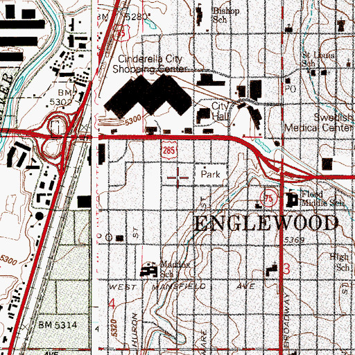 Topographic Map of Englewood Police Department, CO