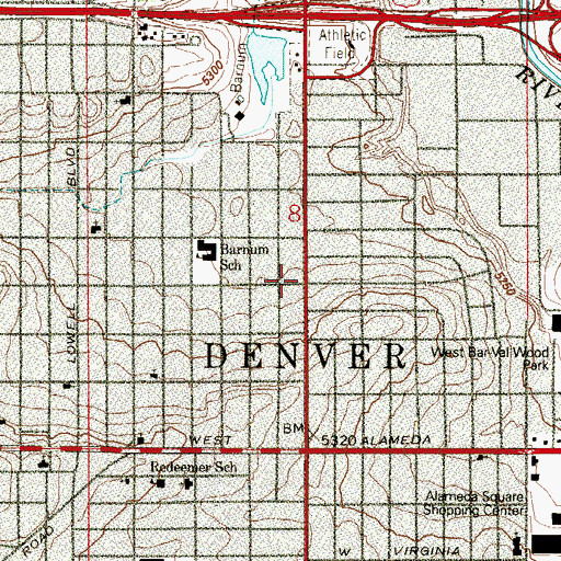 Topographic Map of Denver Police Activities League, CO