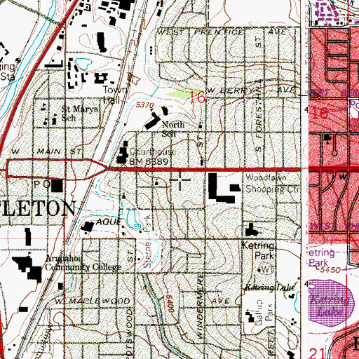 Topographic Map of Arapahoe County Sheriff's Office Littleton Substation, CO