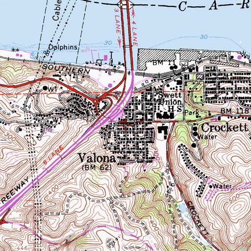 Topographic Map of Valona, CA