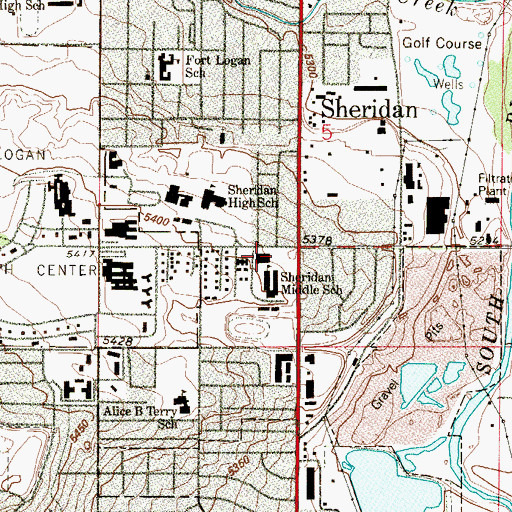 Topographic Map of Sheridan Police Department, CO