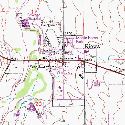 Topographic Map of Kiowa Police Department, CO