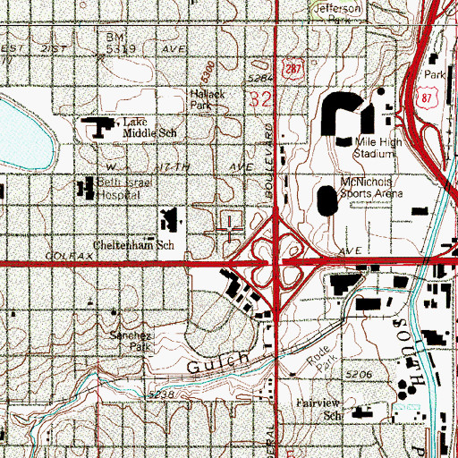 Topographic Map of Denver Police Department Civil Service Commission, CO