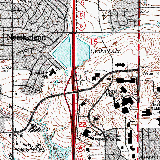 Topographic Map of Thornton Police Department, CO