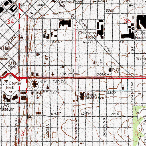 Topographic Map of Denver Police Department District 6 Substation, CO