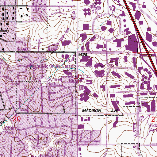 Topographic Map of Greenwood Village Police Department, CO