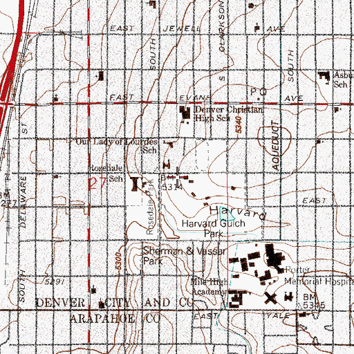 Topographic Map of Denver Police Department Metro / SWAT Bureau, CO