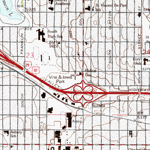 Topographic Map of Denver Police Department District 3 Substation, CO