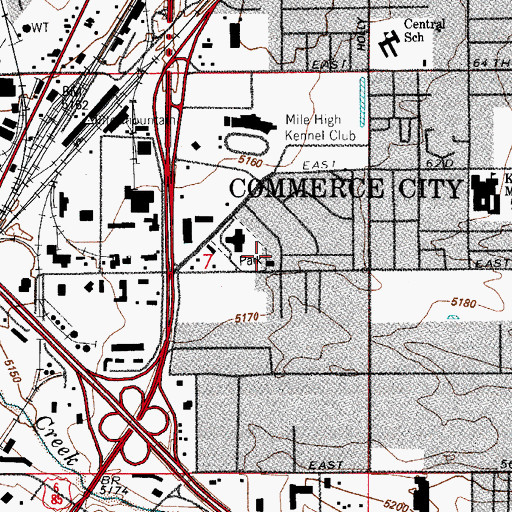 Topographic Map of Commerce City Police Department, CO
