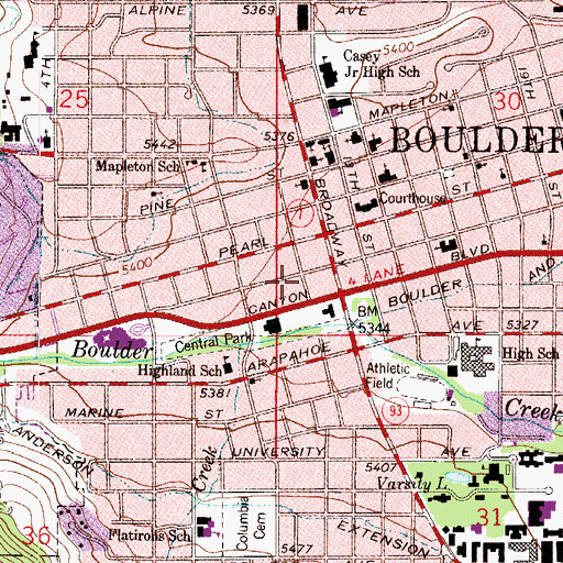 Topographic Map of Federal Bureau of Investigation Boulder Resident Office, CO