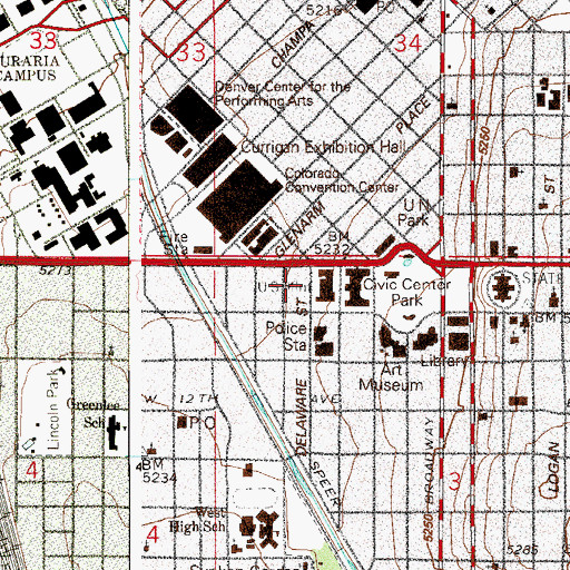 Topographic Map of Van Cise - Simonet Detention Center, CO