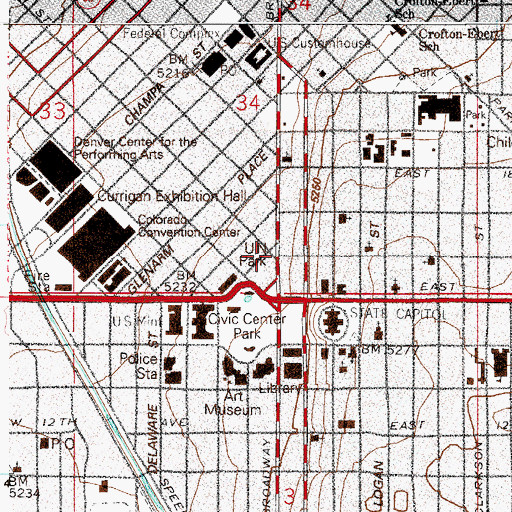 Topographic Map of Denver County Court Civil Division, CO