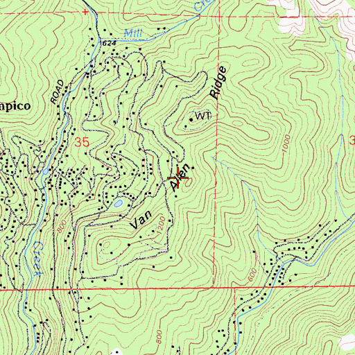 Topographic Map of Van Allen Ridge, CA