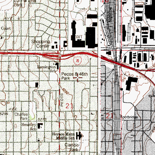 Topographic Map of Denver Police Department District 1 Substation, CO