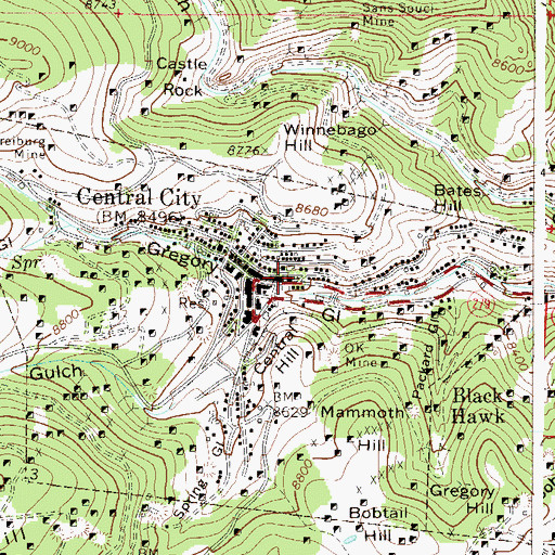 Topographic Map of Colorado State Patrol Gilpin County Gaming Post, CO