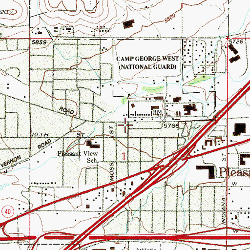 Topographic Map of Colorado State Patrol Troop 1A / 1E Golden / Gilpin, CO