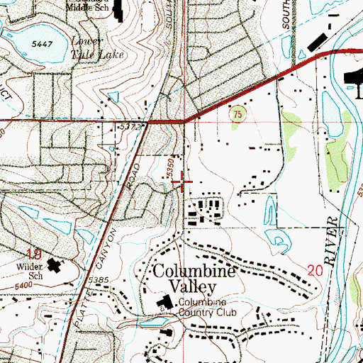 Topographic Map of Columbine Valley Police Department, CO