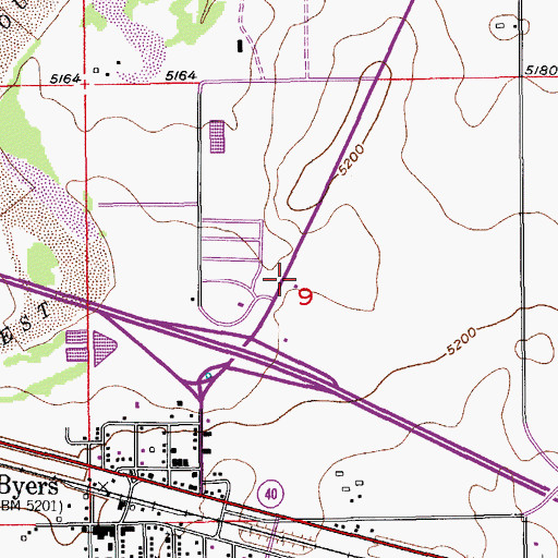 Topographic Map of Arapahoe County Sheriff's Office Byers Substation, CO