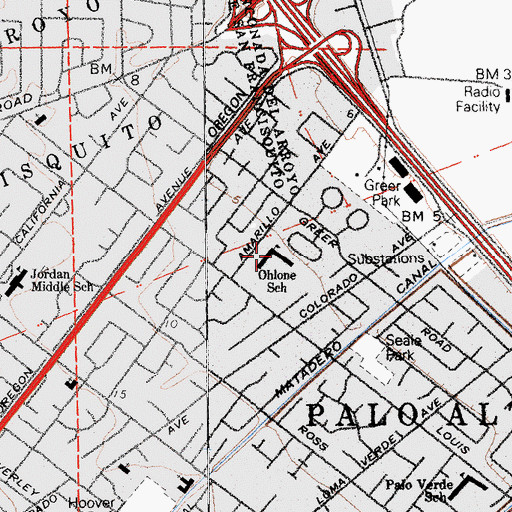 Topographic Map of Van Auken School, CA