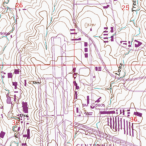 Topographic Map of US Customs and Border Protection Centennial Airport Port, CO