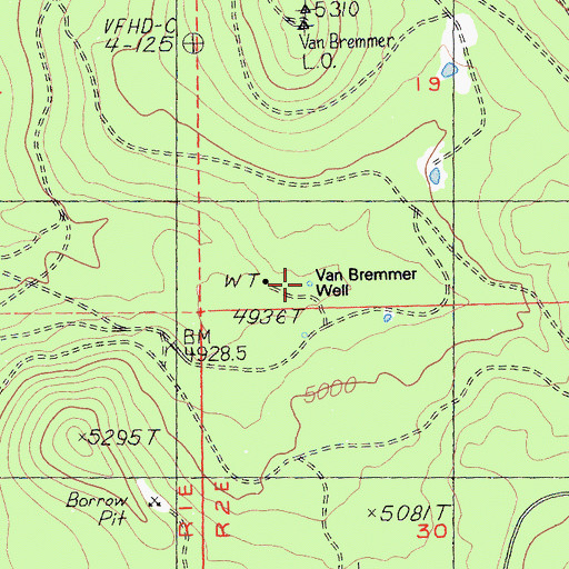 Topographic Map of Van Bremmer Well, CA
