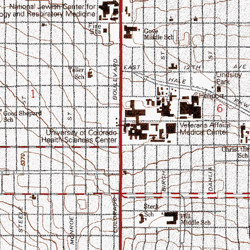 Topographic Map of Colorado Psychiatric Hospital (historical), CO