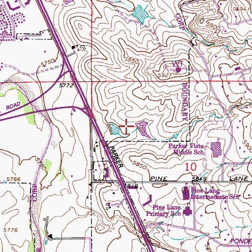 Topographic Map of Parker Adventist Hospital, CO