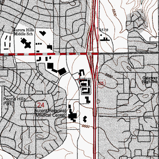 Topographic Map of Surgery Center of the Rockies, CO