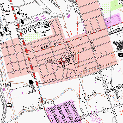 Topographic Map of Van Buren Elementary School, CA