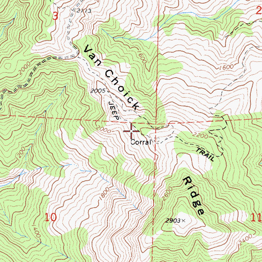 Topographic Map of Van Choick Ridge, CA
