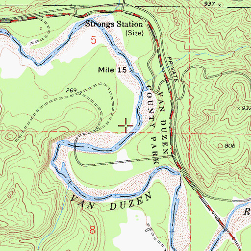 Topographic Map of Van Duzen County Park, CA