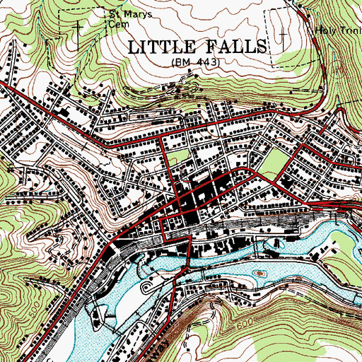 Topographic Map of Little Falls Department of Public Works Garage, NY