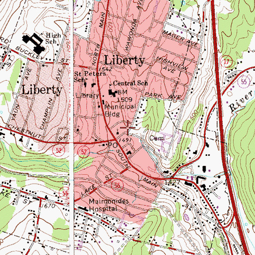 Topographic Map of Liberty Hose And Truck Company Number 2, NY