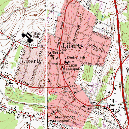 Topographic Map of J C Young Hose Company Number 1, NY