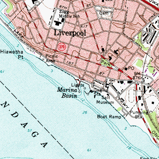 Topographic Map of Onondaga Lake Park, NY