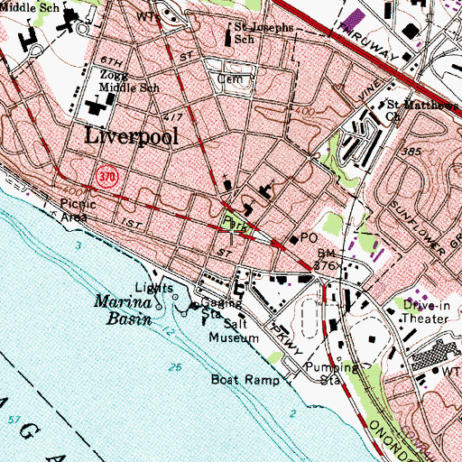 Topographic Map of Liverpool Grammar School (historical), NY