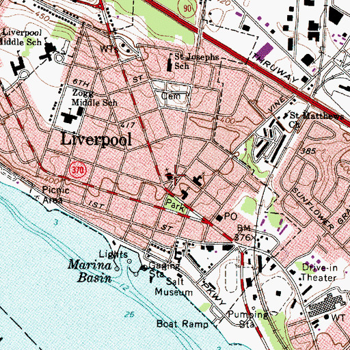Topographic Map of Liverpool First Presbyterian Church, NY